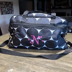 Black and white polka dot 31 duffel bag